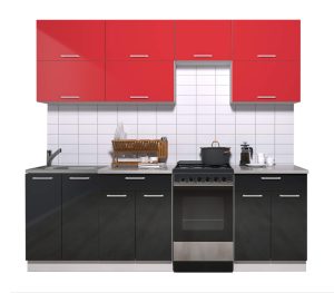 ГОТОВАЯ КУХНЯ ГЛОСС 50-23 (КРАСНЫЙ/ ЧЕРНЫЙ)