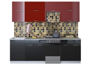 ГОТОВАЯ КУХНЯ ГЛОСС 50-24 (БОРДОВЫЙ/ ЧЕРНЫЙ)