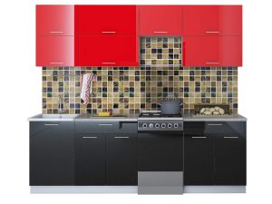 ГОТОВАЯ КУХНЯ ГЛОСС 50-24 (КРАСНЫЙ/ ЧЕРНЫЙ)