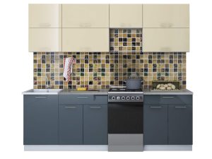 ГОТОВАЯ КУХНЯ ГЛОСС 50-24 (ВАНИЛЬ/ АСФАЛЬТ)