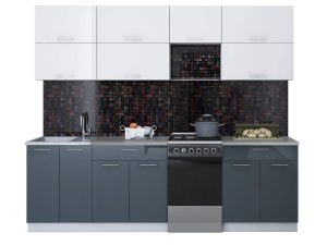 ГОТОВАЯ КУХНЯ ГЛОСС 50-25 (БЕЛЫЙ/ АСФАЛЬТ)