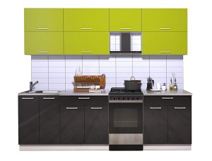 ГОТОВАЯ КУХНЯ ГЛОСС 50-25 (ЯБЛОКО/ ЧЕРНЫЙ)