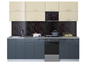 ГОТОВАЯ КУХНЯ ГЛОСС 50-25 (ВАНИЛЬ/ АСФАЛЬТ)