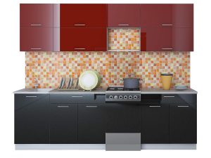ГОТОВАЯ КУХНЯ ГЛОСС 50-26 (БОРДОВЫЙ/ ЧЕРНЫЙ)