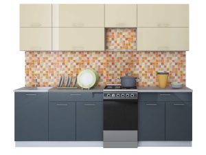 ГОТОВАЯ КУХНЯ ГЛОСС 50-26 (ВАНИЛЬ/ АСФАЛЬТ)