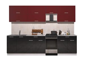ГОТОВАЯ КУХНЯ ГЛОСС 50-29 (БОРДОВЫЙ/ ЧЕРНЫЙ)