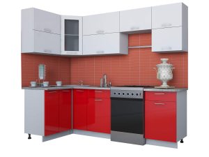 ГОТОВАЯ КУХНЯ МИЛА ГЛОСС 60-12Х25 (БЕЛЫЙ/ КРАСНЫЙ)