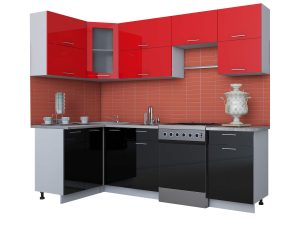 ГОТОВАЯ КУХНЯ МИЛА ГЛОСС 60-12Х25 (КРАСНЫЙ/ ЧЕРНЫЙ)
