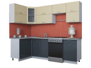 ГОТОВАЯ КУХНЯ МИЛА ГЛОСС 60-12Х25 (ВАНИЛЬ/ АСФАЛЬТ)