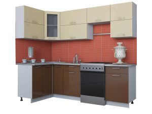 ГОТОВАЯ КУХНЯ МИЛА ГЛОСС 60-12Х25 (ВАНИЛЬ/ ШОКОЛАД)