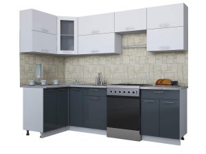 ГОТОВАЯ КУХНЯ МИЛА ГЛОСС 60-12Х26 (БЕЛЫЙ/ АСФАЛЬТ)