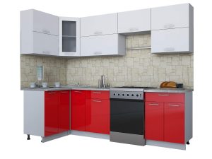 ГОТОВАЯ КУХНЯ МИЛА ГЛОСС 60-12Х26 (БЕЛЫЙ/ КРАСНЫЙ)