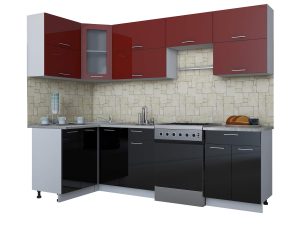 ГОТОВАЯ КУХНЯ МИЛА ГЛОСС 60-12Х26 (БОРДОВЫЙ/ ЧЕРНЫЙ)