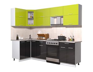 ГОТОВАЯ КУХНЯ МИЛА ГЛОСС 60-12Х26 (ЯБЛОКО/ ЧЕРНЫЙ)