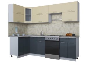 ГОТОВАЯ КУХНЯ МИЛА ГЛОСС 60-12Х26 (ВАНИЛЬ/ АСФАЛЬТ)