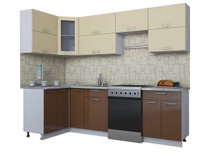 ГОТОВАЯ КУХНЯ МИЛА ГЛОСС 60-12Х26 (ВАНИЛЬ/ ШОКОЛАД)