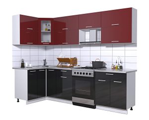 ГОТОВАЯ КУХНЯ МИЛА ГЛОСС 60-12Х27 (БОРДОВЫЙ/ ЧЕРНЫЙ)