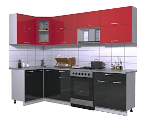 ГОТОВАЯ КУХНЯ МИЛА ГЛОСС 60-12Х27 (КРАСНЫЙ/ ЧЕРНЫЙ)