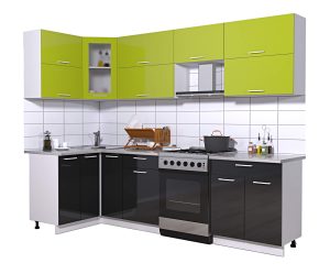 ГОТОВАЯ КУХНЯ МИЛА ГЛОСС 60-12Х27 (ЯБЛОКО/ ЧЕРНЫЙ)
