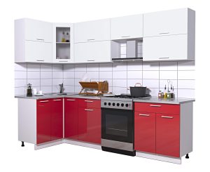 ГОТОВАЯ КУХНЯ МИЛА ГЛОСС 60-12Х27 (БЕЛЫЙ/ КРАСНЫЙ)