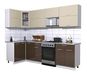 ГОТОВАЯ КУХНЯ МИЛА ГЛОСС 60-12Х27 (ВАНИЛЬ/ ШОКОЛАД)