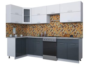 ГОТОВАЯ КУХНЯ МИЛА ГЛОСС 60-12Х28 (БЕЛЫЙ/ АСФАЛЬТ)