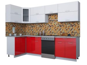 ГОТОВАЯ КУХНЯ МИЛА ГЛОСС 60-12Х28 (БЕЛЫЙ/ КРАСНЫЙ)