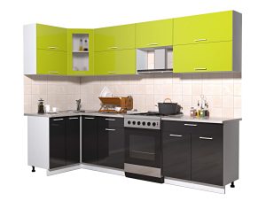 ГОТОВАЯ КУХНЯ МИЛА ГЛОСС 60-12Х28 (ЯБЛОКО/ ЧЕРНЫЙ)