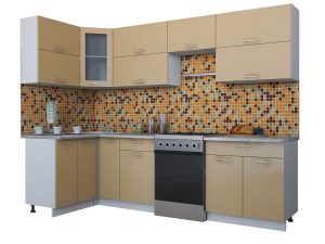 ГОТОВАЯ КУХНЯ МИЛА ГЛОСС 60-12Х28 (КАПУЧИНО/ КАПУЧИНО)
