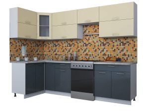 ГОТОВАЯ КУХНЯ МИЛА ГЛОСС 60-12Х28 (ВАНИЛЬ/ АСФАЛЬТ)