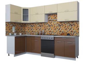 ГОТОВАЯ КУХНЯ МИЛА ГЛОСС 60-12Х28 (ВАНИЛЬ/ ШОКОЛАД)