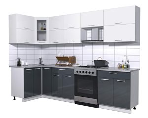 ГОТОВАЯ КУХНЯ МИЛА ГЛОСС 60-12Х29 (БЕЛЫЙ/ АСФАЛЬТ)
