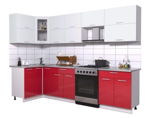 ГОТОВАЯ КУХНЯ МИЛА ГЛОСС 60-12Х29 (БЕЛЫЙ/ КРАСНЫЙ)