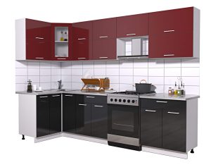ГОТОВАЯ КУХНЯ МИЛА ГЛОСС 60-12Х29 (БОРДОВЫЙ/ ЧЕРНЫЙ)