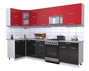 ГОТОВАЯ КУХНЯ МИЛА ГЛОСС 60-12Х29 (КРАСНЫЙ/ ЧЕРНЫЙ)