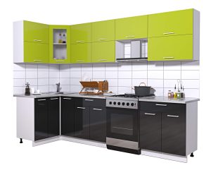 ГОТОВАЯ КУХНЯ МИЛА ГЛОСС 60-12Х29 (ЯБЛОКО/ ЧЕРНЫЙ)