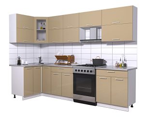 ГОТОВАЯ КУХНЯ МИЛА ГЛОСС 60-12Х29 (КАПУЧИНО/ КАПУЧИНО)