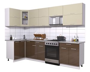 ГОТОВАЯ КУХНЯ МИЛА ГЛОСС 60-12Х29 (ВАНИЛЬ/ ШОКОЛАД)