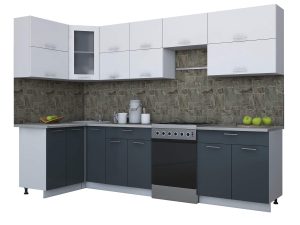 ГОТОВАЯ КУХНЯ МИЛА ГЛОСС 60-12Х30 (БЕЛЫЙ/ АСФАЛЬТ)