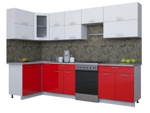 ГОТОВАЯ КУХНЯ МИЛА ГЛОСС 60-12Х30 (БЕЛЫЙ/ КРАСНЫЙ)
