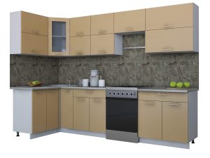 ГОТОВАЯ КУХНЯ МИЛА ГЛОСС 60-12Х30 (КАПУЧИНО/ КАПУЧИНО)