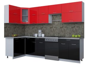 ГОТОВАЯ КУХНЯ МИЛА ГЛОСС 60-12Х30 (КРАСНЫЙ/ ЧЕРНЫЙ)