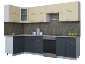 ГОТОВАЯ КУХНЯ МИЛА ГЛОСС 60-12Х30 (ВАНИЛЬ/ АСФАЛЬТ)