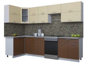 ГОТОВАЯ КУХНЯ МИЛА ГЛОСС 60-12Х30 (ВАНИЛЬ/ ШОКОЛАД)