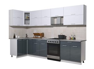 ГОТОВАЯ КУХНЯ МИЛА ГЛОСС 60-12Х31 (БЕЛЫЙ/ АСФАЛЬТ)