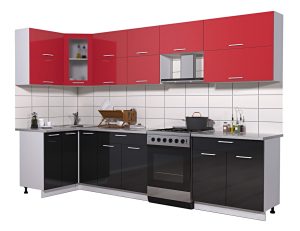 ГОТОВАЯ КУХНЯ МИЛА ГЛОСС 60-12Х31 (КРАСНЫЙ/ ЧЕРНЫЙ)