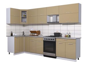 ГОТОВАЯ КУХНЯ МИЛА ГЛОСС 60-12Х31 (КАПУЧИНО/ КАПУЧИНО)