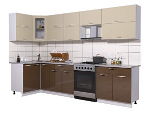 ГОТОВАЯ КУХНЯ МИЛА ГЛОСС 60-12Х31 (ВАНИЛЬ/ ШОКОЛАД)