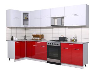 ГОТОВАЯ КУХНЯ МИЛА ГЛОСС 60-12Х31 (БЕЛЫЙ/ КРАСНЫЙ)