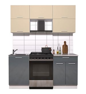 ГОТОВАЯ КУХНЯ ГЛОСС 60-17 (ВАНИЛЬ/ АСФАЛЬТ)